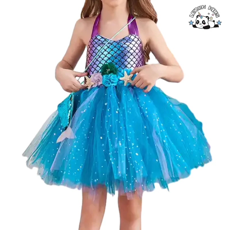 LEZONKIDS - 2023 vestido de festa personalizado para meninas com lantejoulas e estrelas sem mangas
